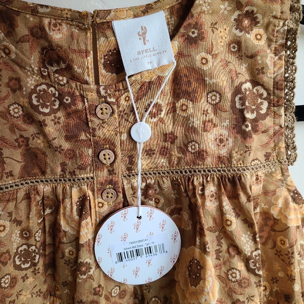 NWT Little Gypsies Zahara Midi Dress in Tan - Picture 2 of 7